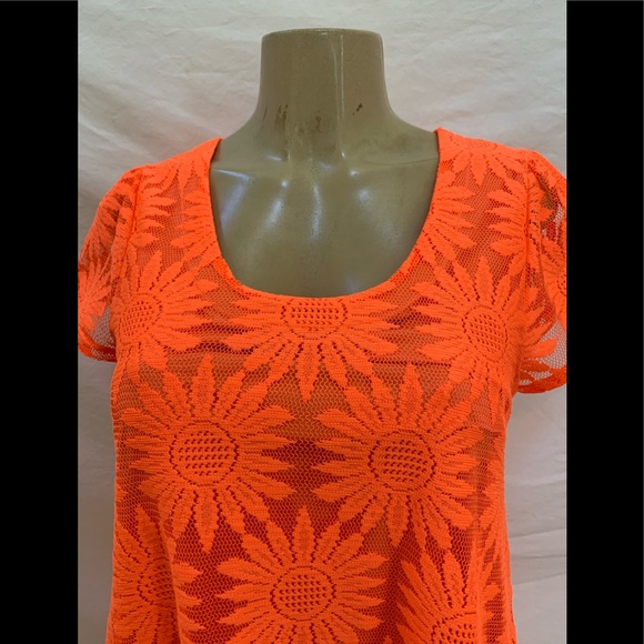Kimchi Blue Sz Medium Orange Sunflower Lace Dress - Picture 6 of 13
